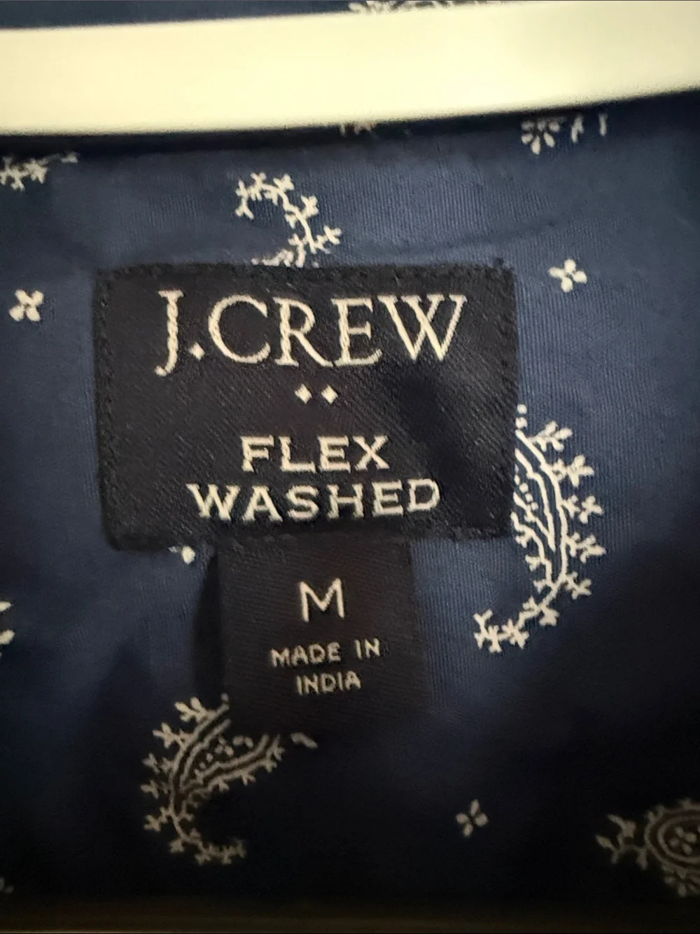 J. Crew Navy Short-Sleeve Button-Down with White Paisley Print